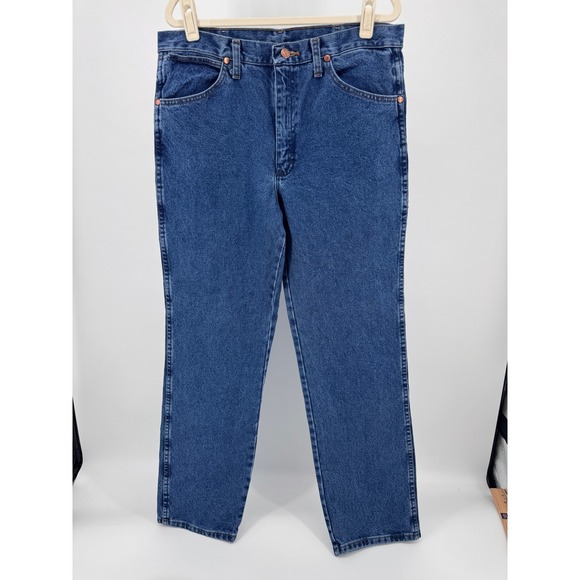 New Wrangler Cowboy Cut Slim Fit Mens‎ Jeans 33x32 Blue Denim 936GBK With Tags - Picture 2 of 13